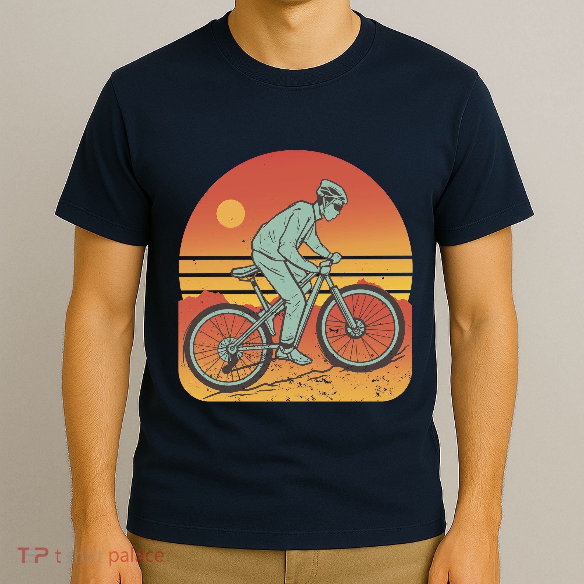 Mountain Biker Sunset Vintage T-Shirt
