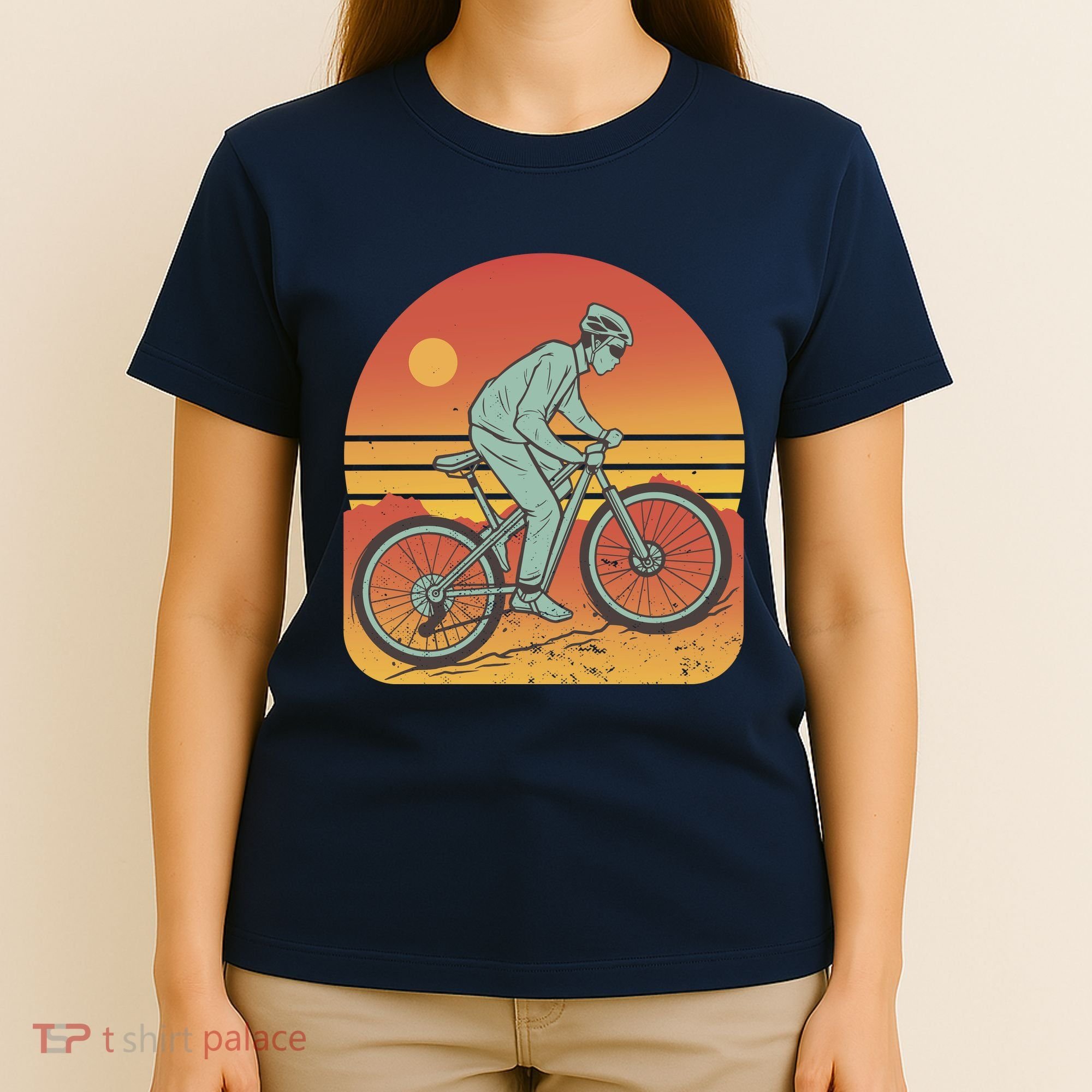 Mountain Biker Sunset Vintage T-Shirt