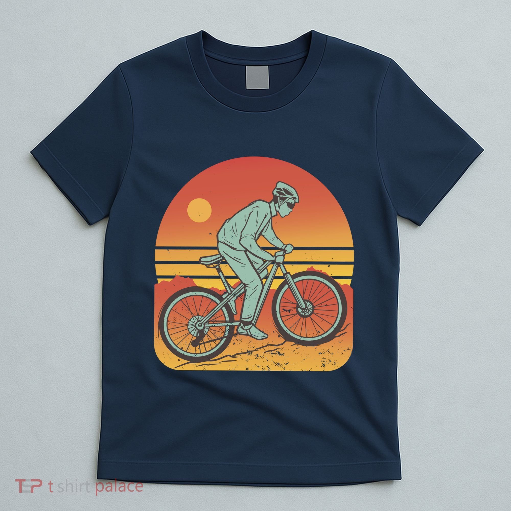 Mountain Biker Sunset Vintage T-Shirt
