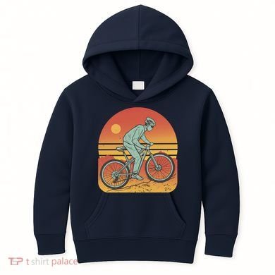 Mountain Biker Sunset Vintage Kids Hoodie