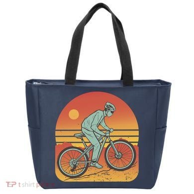 Mountain Biker Sunset Vintage Tote Bag