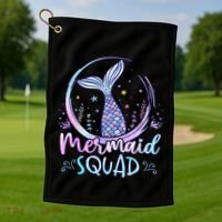 Mermaid Birthday Squad Party Golf Towel thumb 1