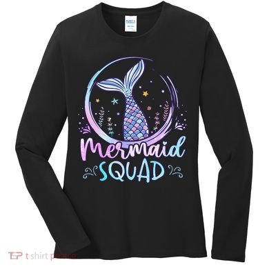 Mermaid Birthday Squad Party Women's Long Sleeve Shirt