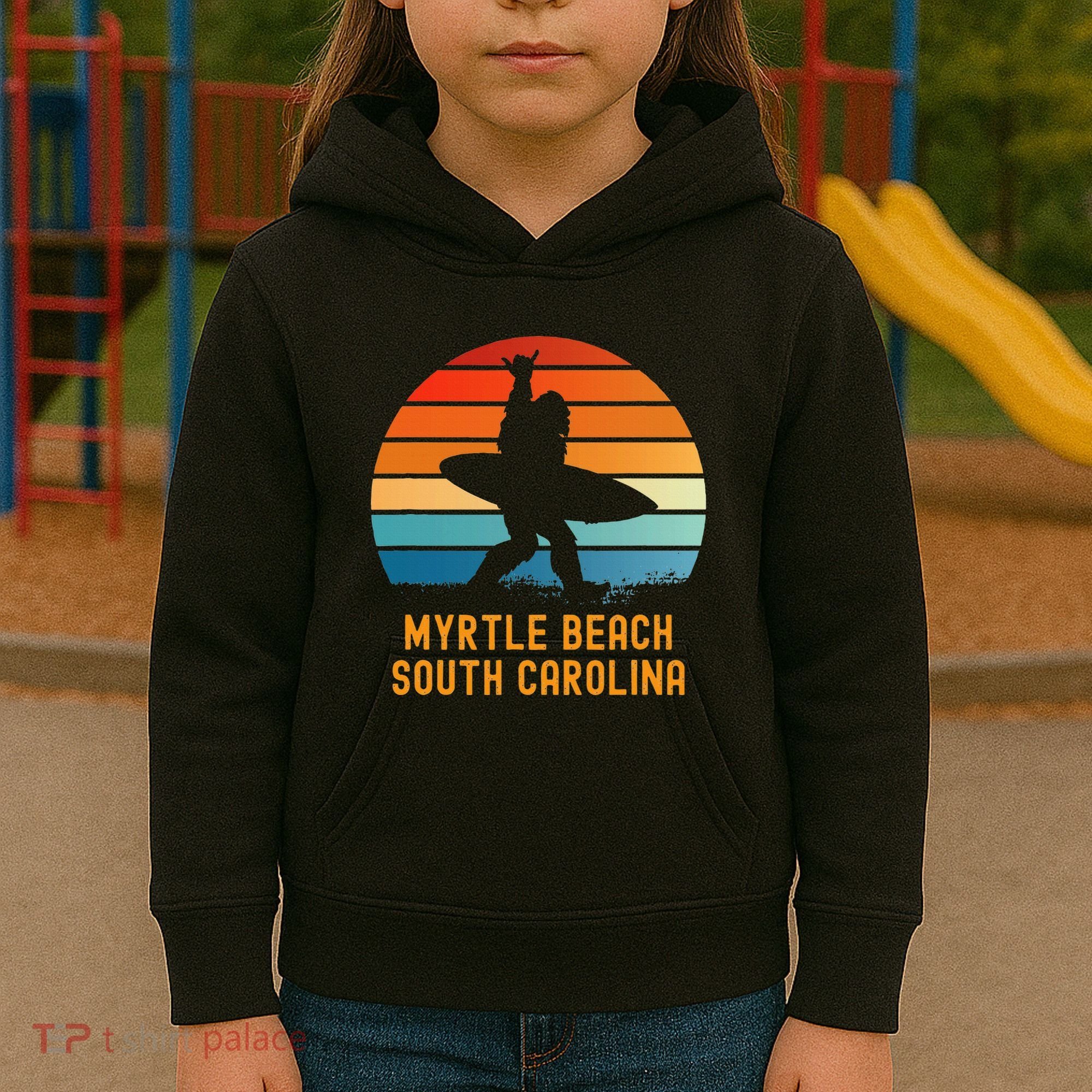 Myrtle Beach South Carolina Sasquatch Souvenir Kids Hoodie