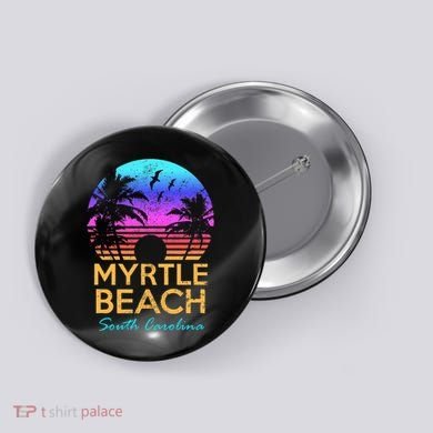 Myrtle Beach South Carolina Vacation Vintage Sunset Button