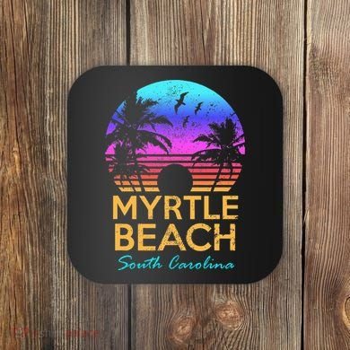 Myrtle Beach South Carolina Vacation Vintage Sunset Coaster