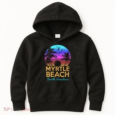 Myrtle Beach South Carolina Vacation Vintage Sunset Kids Hoodie
