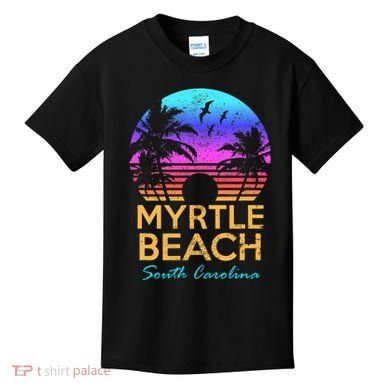 Myrtle Beach South Carolina Vacation Vintage Sunset Kids T-Shirt