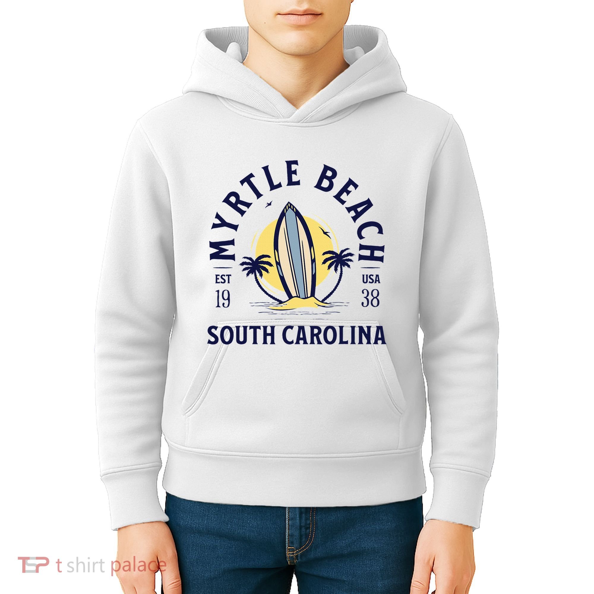 Myrtle Beach South Carolina Surf Summer Vacation Kids Hoodie