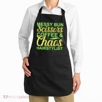 Messy Bun Scissors Coffee And Chaos Hairstylist Apron thumb 2
