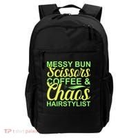 Messy Bun Scissors Coffee And Chaos Hairstylist Backpack thumb 0