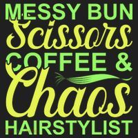 Messy Bun Scissors Coffee And Chaos Hairstylist Beanie thumb 2