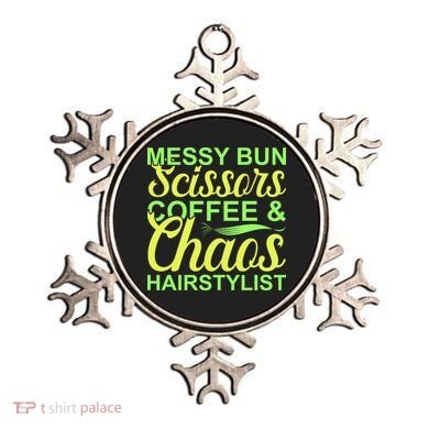 Messy Bun Scissors Coffee And Chaos Hairstylist Ornament