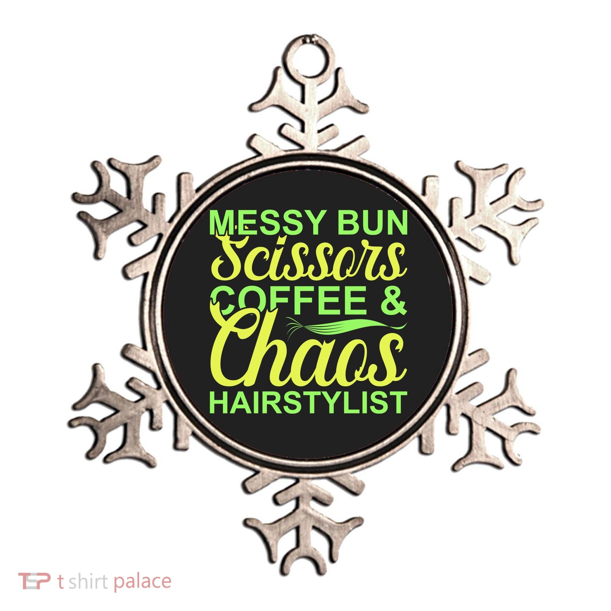 Messy Bun Scissors Coffee And Chaos Hairstylist Ornament