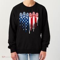 Messy Bun Skulls USA American Flag Painted Heart Women's Sweatshirt thumb 0