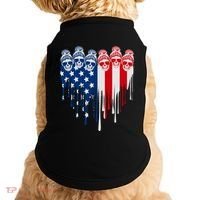 Messy Bun Skulls USA American Flag Painted Heart Doggie Tank thumb 0