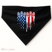 Messy Bun Skulls USA American Flag Painted Heart USA-Made Doggie Bandana thumb 0