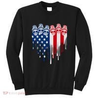 Messy Bun Skulls USA American Flag Painted Heart Sweatshirt thumb 0