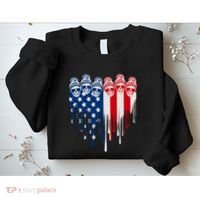 Messy Bun Skulls USA American Flag Painted Heart Sweatshirt thumb 2
