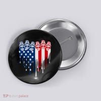 Messy Bun Skulls USA American Flag Painted Heart Button thumb 0