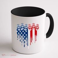 Messy Bun Skulls USA American Flag Painted Heart Coffee Mug thumb 1