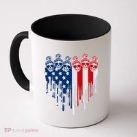 Messy Bun Skulls USA American Flag Painted Heart Coffee Mug thumb 0