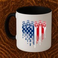 Messy Bun Skulls USA American Flag Painted Heart Coffee Mug thumb 2