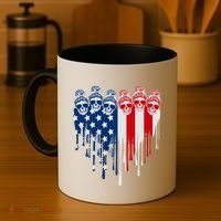 Messy Bun Skulls USA American Flag Painted Heart Coffee Mug thumb 4