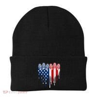 Messy Bun Skulls USA American Flag Painted Heart Beanie thumb 0