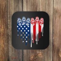 Messy Bun Skulls USA American Flag Painted Heart Coaster thumb 0