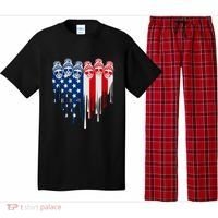 Messy Bun Skulls USA American Flag Painted Heart Pajama Set thumb 0
