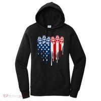 Messy Bun Skulls USA American Flag Painted Heart Women's Hoodie thumb 0