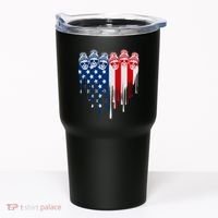 Messy Bun Skulls USA American Flag Painted Heart Tumbler thumb 0