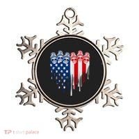 Messy Bun Skulls USA American Flag Painted Heart Ornament thumb 0