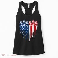 Messy Bun Skulls USA American Flag Painted Heart Women's Tank Top thumb 0