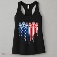 Messy Bun Skulls USA American Flag Painted Heart Women's Tank Top thumb 3