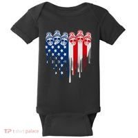 Messy Bun Skulls USA American Flag Painted Heart Baby Bodysuit thumb 0
