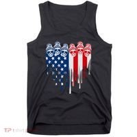 Messy Bun Skulls USA American Flag Painted Heart Tank Top thumb 0