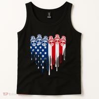 Messy Bun Skulls USA American Flag Painted Heart Tank Top thumb 2