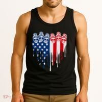 Messy Bun Skulls USA American Flag Painted Heart Tank Top thumb 3