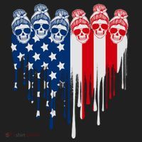 Messy Bun Skulls USA American Flag Painted Heart Golf Towel thumb 3