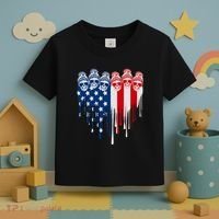 Messy Bun Skulls USA American Flag Painted Heart Toddler T-Shirt thumb 3