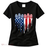 Messy Bun Skulls USA American Flag Painted Heart Women's T-Shirt thumb 0