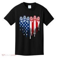 Messy Bun Skulls USA American Flag Painted Heart Kids T-Shirt thumb 0