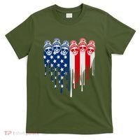 Messy Bun Skulls USA American Flag Painted Heart T-Shirt thumb 0