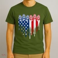 Messy Bun Skulls USA American Flag Painted Heart T-Shirt thumb 3