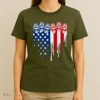 Messy Bun Skulls USA American Flag Painted Heart T-Shirt thumb 4