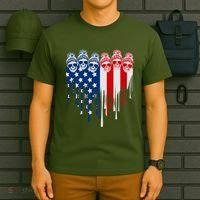 Messy Bun Skulls USA American Flag Painted Heart T-Shirt thumb 6