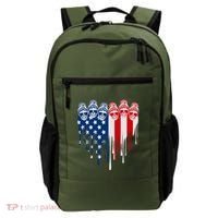 Messy Bun Skulls USA American Flag Painted Heart Backpack thumb 0