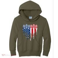 Messy Bun Skulls USA American Flag Painted Heart Kids Hoodie thumb 0